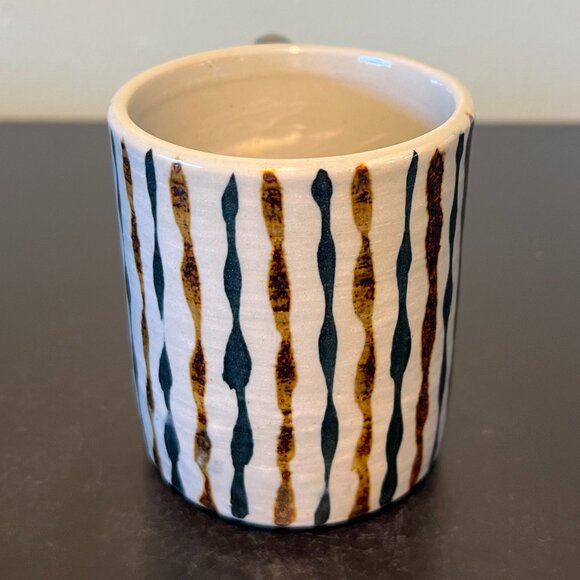 Vintage Otagiri Japan Studio Pottery Glazed Brown & Navy Blue Stoneware Mug Cup - Picture 4 of 14